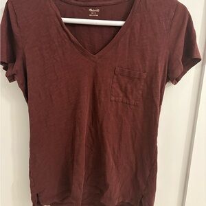 Madewell Women's Burgundy V-Neck Tee